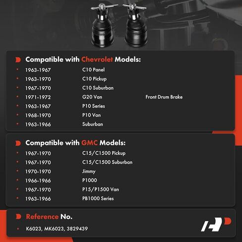 A-Premium 2 x Front Lower Ball Joints, Compatible with Chevrolet Suburban, C10 Panel, C10 Pickup, C10 Suburban, G20 Van, P10 Series, P10 Van & GMC Jimmy, P1000, C15/C1500 Pickup in Saudi Arabia