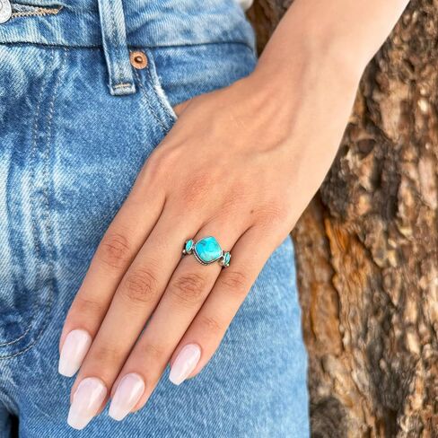 Turquoise Ring Sterling Silver 925 Genuine Gemstones Size 6 to 11 in Saudi Arabia