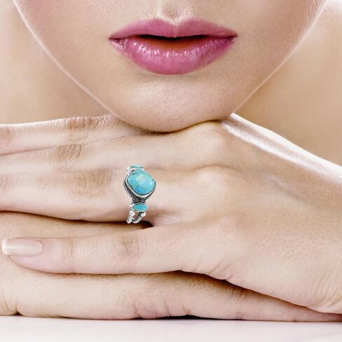 Turquoise Ring Sterling Silver 925 Genuine Gemstones Size 6 to 11 in Saudi Arabia