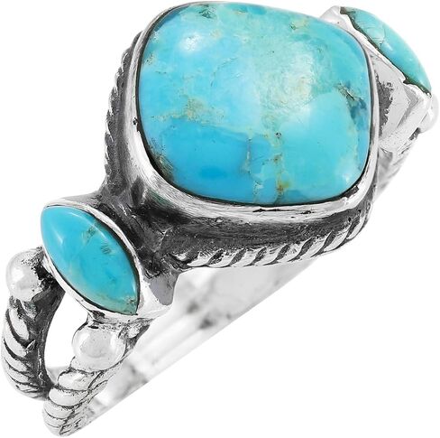 Turquoise Ring Sterling Silver 925 Genuine Gemstones Size 6 to 11 in Saudi Arabia