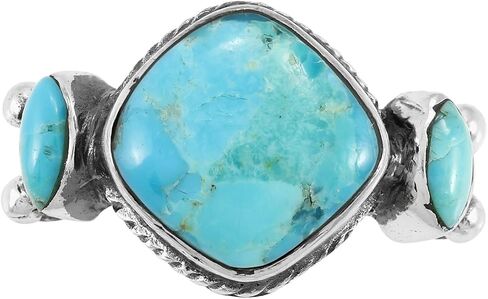 Turquoise Ring Sterling Silver 925 Genuine Gemstones Size 6 to 11 in Saudi Arabia