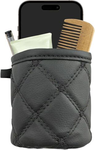 Car Air Vent Storage Bag, Leather Sunglass Phone Holder Car Air Vent Organizer Pouch Box with Hook, Universal Auto Mount Key Coin Card Case Organizer Pocket for Most Cars (Black) in Saudi Arabia