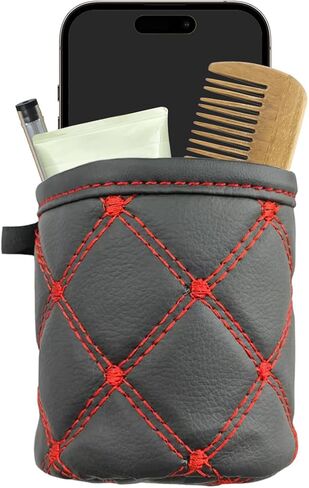 Car Air Vent Storage Bag, Leather Sunglass Phone Holder Car Air Vent Organizer Pouch Box with Hook, Universal Auto Mount Key Coin Card Case Organizer Pocket for Most Cars (Black) in Saudi Arabia