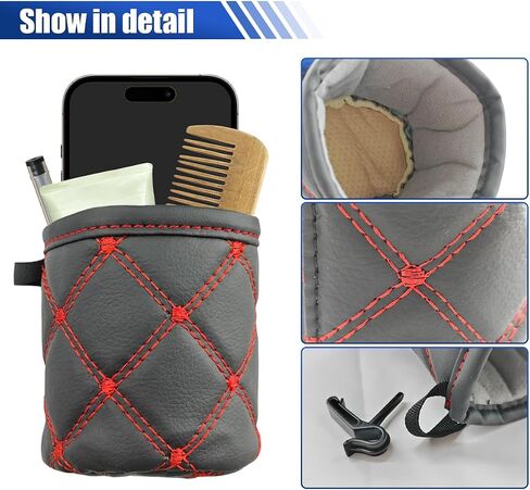 Car Air Vent Storage Bag, Leather Sunglass Phone Holder Car Air Vent Organizer Pouch Box with Hook, Universal Auto Mount Key Coin Card Case Organizer Pocket for Most Cars (Black) in Saudi Arabia