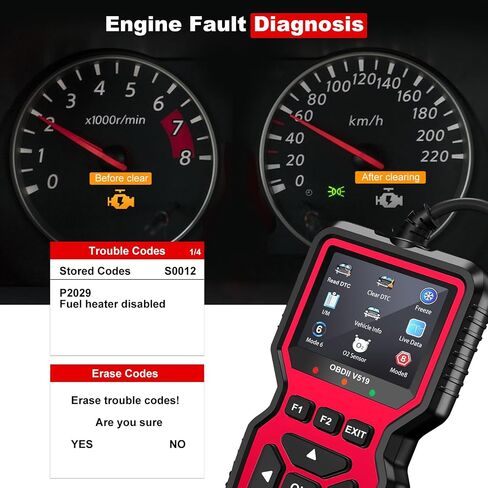 V519 OBD2 Diagnostic Scanner Tool - Vechicle Check Engine Light Code Reader with Battery Voltage Tester, I/M Readiness, Reset, and Code Eraser for All OBDII Car Since 1996 in Kuwait