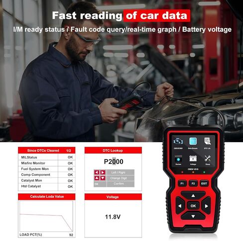 V519 OBD2 Diagnostic Scanner Tool - Vechicle Check Engine Light Code Reader with Battery Voltage Tester, I/M Readiness, Reset, and Code Eraser for All OBDII Car Since 1996 in Kuwait
