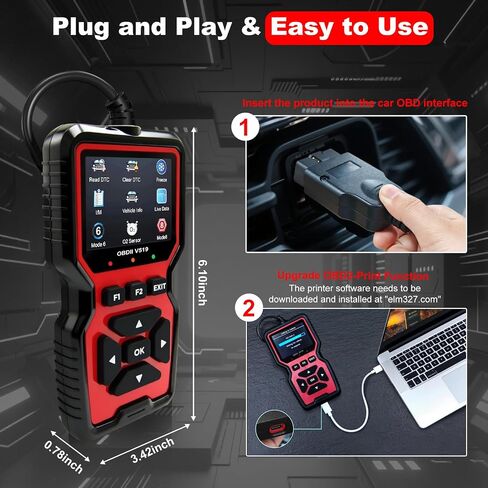 V519 OBD2 Diagnostic Scanner Tool - Vechicle Check Engine Light Code Reader with Battery Voltage Tester, I/M Readiness, Reset, and Code Eraser for All OBDII Car Since 1996 in Kuwait
