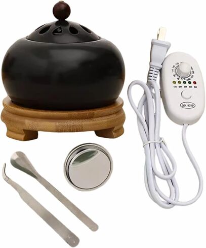 Electric Resin Burner with Timing,Ceramic Electric Incense Burner,Bakhoor Burner Censer 110 V for Home Porch,Patio,Garden,Office,Yoga, Living Room, Meditation Room (Black) in Kuwait