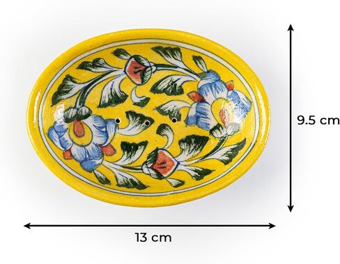 Blue Pottery Agarbatti Stand Ceramic Plate with Holes Handicrafted Designer Incense Holder Decorative Accessory for Home Office and Gifting (White and Blue Design-2) in Saudi Arabia