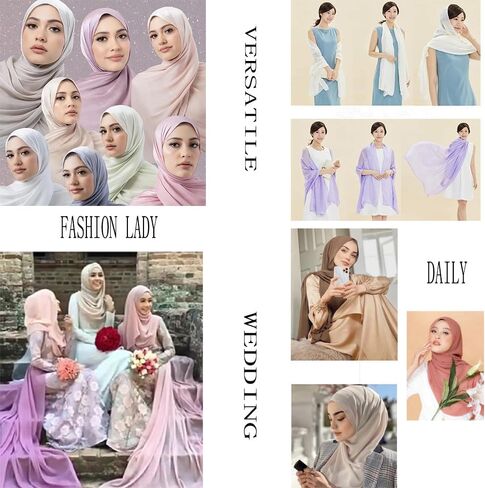 Women Hijab Chiffon Head Scarf Lightweight Shimmer Scarves Crepe Wedding Shawls and Wraps for Evening Dresses Shiny in Kuwait