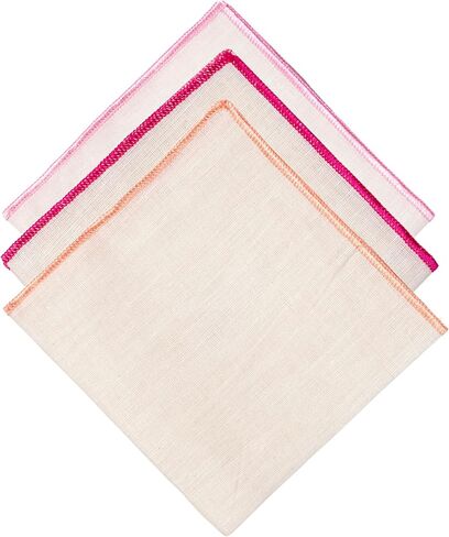 جيب مربع من الكتان الخالص مع حافة ملونة مطرزة إكسسوارات كلاسيكية للرجال لبدلات الرجال in Kuwait