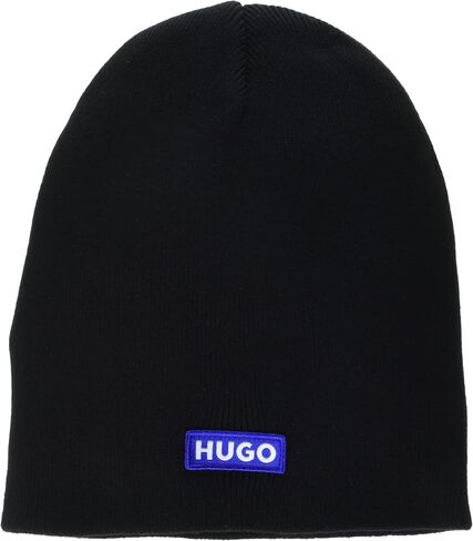 HUGO Men's Blue Patch Knit Beanie in Saudi Arabia