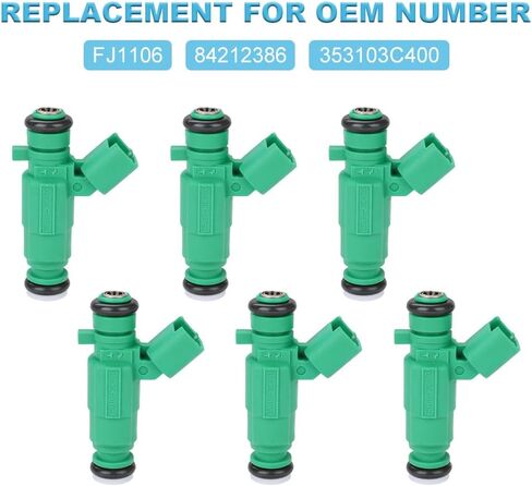 JDMON FUEL CONJECTORS متوافقة مع KIA SEDONA 2011 2012 2014 KIA Sorento 2011 2012 2013 Hyundai Santa Fe 2010 2011 2012 استبدال FJ1106 84212386 353103C400-6PCS in Saudi Arabia