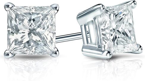 The Diamond Deal IGI Certified 1.00 to 5.00 Carat Princess Shape Lab-Grown Diamond 4-Prong Stud Earrings in 14k Yellow, White or Rose Gold With Push Back Closure in Saudi Arabia