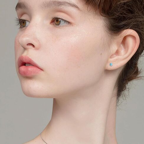 ZDE Titanium Flatback Earrings for Women Turquoise/Black Oxy/Turquoise Stud Earrings Flat Back Ladies Earstuds Hypoallergenic Cartilage Flatback Earring 4MM/5MM in Kuwait