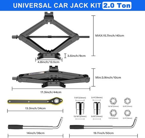 Car Jack Kit for Tesla Model Y Model 3/S/X, Scissor Jack for Car 3 Ton (6,600) lbs with Pucks/Pads, Universal Car Emergency Kit with Lug Wrench Tire Changing Kit for Car,Sedan,SUV,MPV in Saudi Arabia