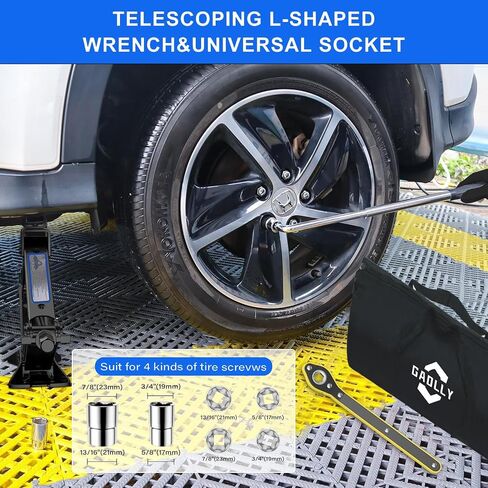 Car Jack Kit for Tesla Model Y Model 3/S/X, Scissor Jack for Car 3 Ton (6,600) lbs with Pucks/Pads, Universal Car Emergency Kit with Lug Wrench Tire Changing Kit for Car,Sedan,SUV,MPV in Saudi Arabia