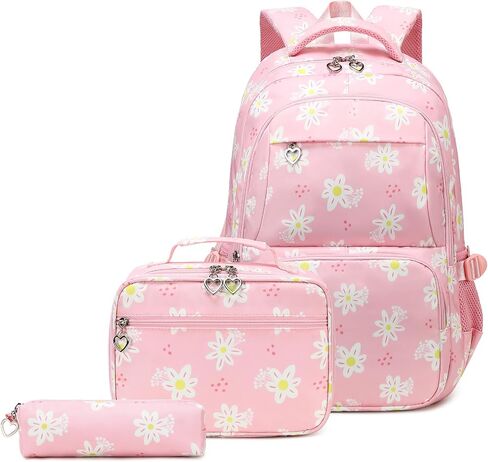 Joyfulife 3Pcs Daisy Prints Backpack for Girls with Lunch Box Lightweight School Backpack Kids Bookbags Girls Backpacks for Elementary Primary Students in Saudi Arabia