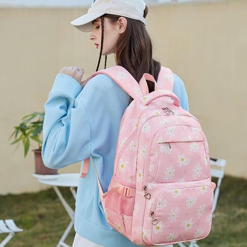 Joyfulife 3Pcs Daisy Prints Backpack for Girls with Lunch Box Lightweight School Backpack Kids Bookbags Girls Backpacks for Elementary Primary Students in Saudi Arabia