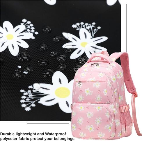 Joyfulife 3Pcs Daisy Prints Backpack for Girls with Lunch Box Lightweight School Backpack Kids Bookbags Girls Backpacks for Elementary Primary Students in Saudi Arabia