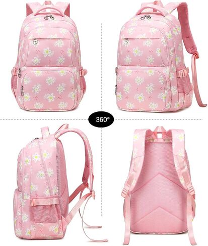 Joyfulife 3Pcs Daisy Prints Backpack for Girls with Lunch Box Lightweight School Backpack Kids Bookbags Girls Backpacks for Elementary Primary Students in Saudi Arabia