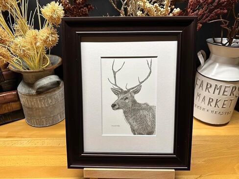 Deer 8 Point Buck Nature Wildlife Graphite Pencil Art Sketch Drawing Print Picture Limited Edition ~ Titled 'Wild Calling' by David Allen (8x10 Gray Frame & Print) in Saudi Arabia