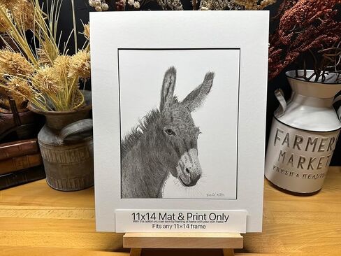 Donkey Mule Nature Wildlife Graphite Pencil Art Sketch Drawing Print Picture Limited Edition ~ 'A Jenny For Your Thoughts' by David Allen (8x10 Mat & Print Only) in Saudi Arabia