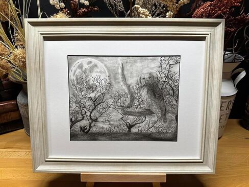 Owl Bird Dark Woods Nature Wildlife Graphite Art Art Sketch رسم طباعة صورة محدودة بعنوان "Forest in Night" بقلم David Allen (11x14 Frame & Print) in Saudi Arabia