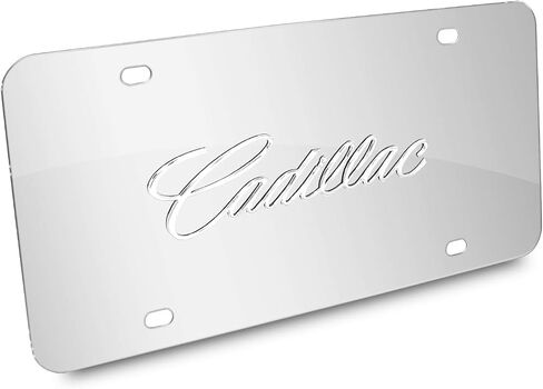 Made for Cadillac 3D Nameplate Mirror Chrome Stainless Steel License Plate in Saudi Arabia