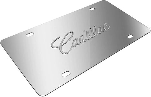 Made for Cadillac 3D Nameplate Mirror Chrome Stainless Steel License Plate in Saudi Arabia