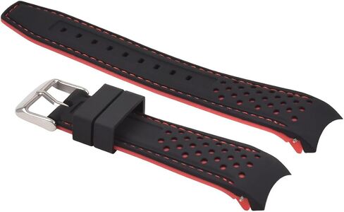 Ewatchparts 23mm Curved Rubber Strap Perforated Compatible With Citizen Eco Drive Watch Black With Red Stitching in Saudi Arabia