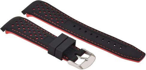 Ewatchparts 23mm Curved Rubber Strap Perforated Compatible With Citizen Eco Drive Watch Black With Red Stitching in Saudi Arabia