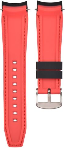 Ewatchparts 23mm Curved Rubber Strap Perforated Compatible With Citizen Eco Drive Watch Black With Red Stitching in Saudi Arabia