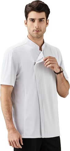 KITCHIEF Vented Chef Coat Stretch Black Chef Jacket Soft Short Sleeve Chef Clothes Men for Kitchen,Restaurant,Bakery in Saudi Arabia
