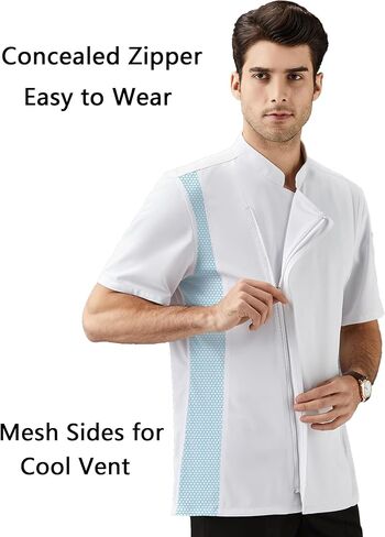 KITCHIEF Vented Chef Coat Stretch Black Chef Jacket Soft Short Sleeve Chef Clothes Men for Kitchen,Restaurant,Bakery in Saudi Arabia