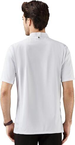 KITCHIEF Vented Chef Coat Stretch Black Chef Jacket Soft Short Sleeve Chef Clothes Men for Kitchen,Restaurant,Bakery in Saudi Arabia