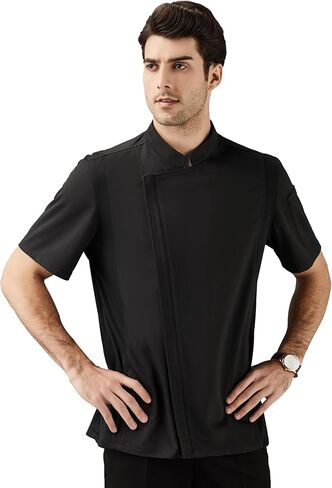 معطف Chickned Vented Coat Stretch Black Chef Stack in Kuwait