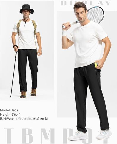 TBMPOY Men's Lightweight Hiking Travel Pants Breathable Athletic Fishing Active Joggers Zipper Pockets in Saudi Arabia