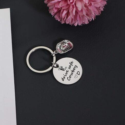 Eilygen Drive Safe Cowboy Keychain 26 رسائل هدايا مفاتيح الصديق للزوج هدية الهدية الغربية للسائق الجديد in Saudi Arabia