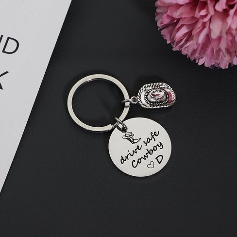 Eilygen Drive Safe Cowboy Keychain 26 رسائل هدايا مفاتيح الصديق للزوج هدية الهدية الغربية للسائق الجديد in Saudi Arabia