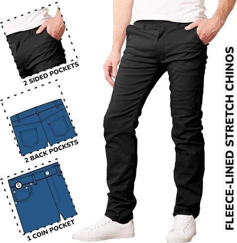 Galaxy by Harvic 3-Pack Men's Super Stretch Slim Fitting Chino Pants (Sizes, 30-42) in Saudi Arabia