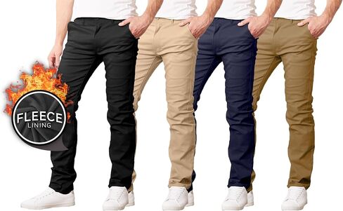 Galaxy by Harvic 3-Pack Men's Super Stretch Slim Fitting Chino Pants (Sizes, 30-42) in Saudi Arabia