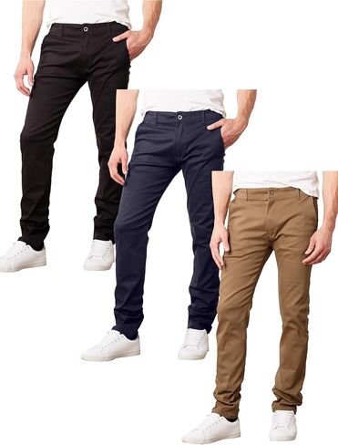 Galaxy by Harvic 3-Pack Men's Super Stretch Slim Fitting Chino Pants (Sizes, 30-42) in Saudi Arabia