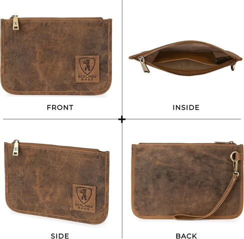 حقيبة BERLINER BAGS الجلدية العتيقة للمستندات Theo XL، حامل جواز السفر ومنظم السفر - بني in Saudi Arabia