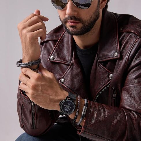 ساعة جمجمة للرجال مع طقم سوار قابل للتكديس، وسوار من السيليكون in Kuwait