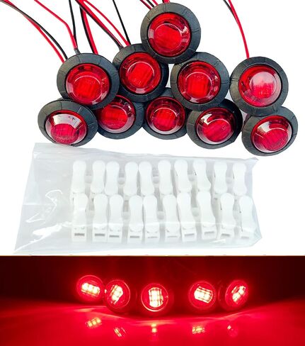 10Pcs Smoked Amber 3Led 12V 3/4'' LED Marker Clearance Lights Chicken Round Trailer Side Marker Signal Lamp Bullet Lights for Camper Trailer Truck ATV UTV RV Van Pickup 12V in Saudi Arabia