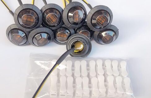 10Pcs Smoked Amber 3Led 12V 3/4'' LED Marker Clearance Lights Chicken Round Trailer Side Marker Signal Lamp Bullet Lights for Camper Trailer Truck ATV UTV RV Van Pickup 12V in Saudi Arabia