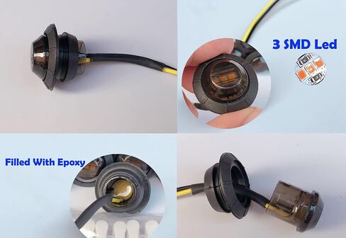 10Pcs Smoked Amber 3Led 12V 3/4'' LED Marker Clearance Lights Chicken Round Trailer Side Marker Signal Lamp Bullet Lights for Camper Trailer Truck ATV UTV RV Van Pickup 12V in Saudi Arabia