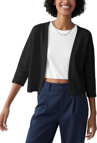 Urban CoCo Women's Lightweight 3/4 Sleeve Cropped Cardigan Casual Open Front Summer Cover Up in Saudi Arabia