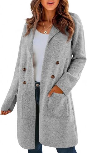 Saodimallsu Womens Long Cardigan Sweaters Open Front Knit Dressy Casual Chunky Lapel Coatigan Fall Sweater Blazer Coats in Kuwait
